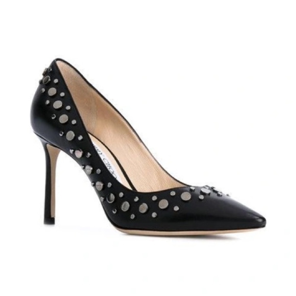 NWT Jimmy Choo Anthracite Romy 100 Pointed Toe Heels Size 39-1/2